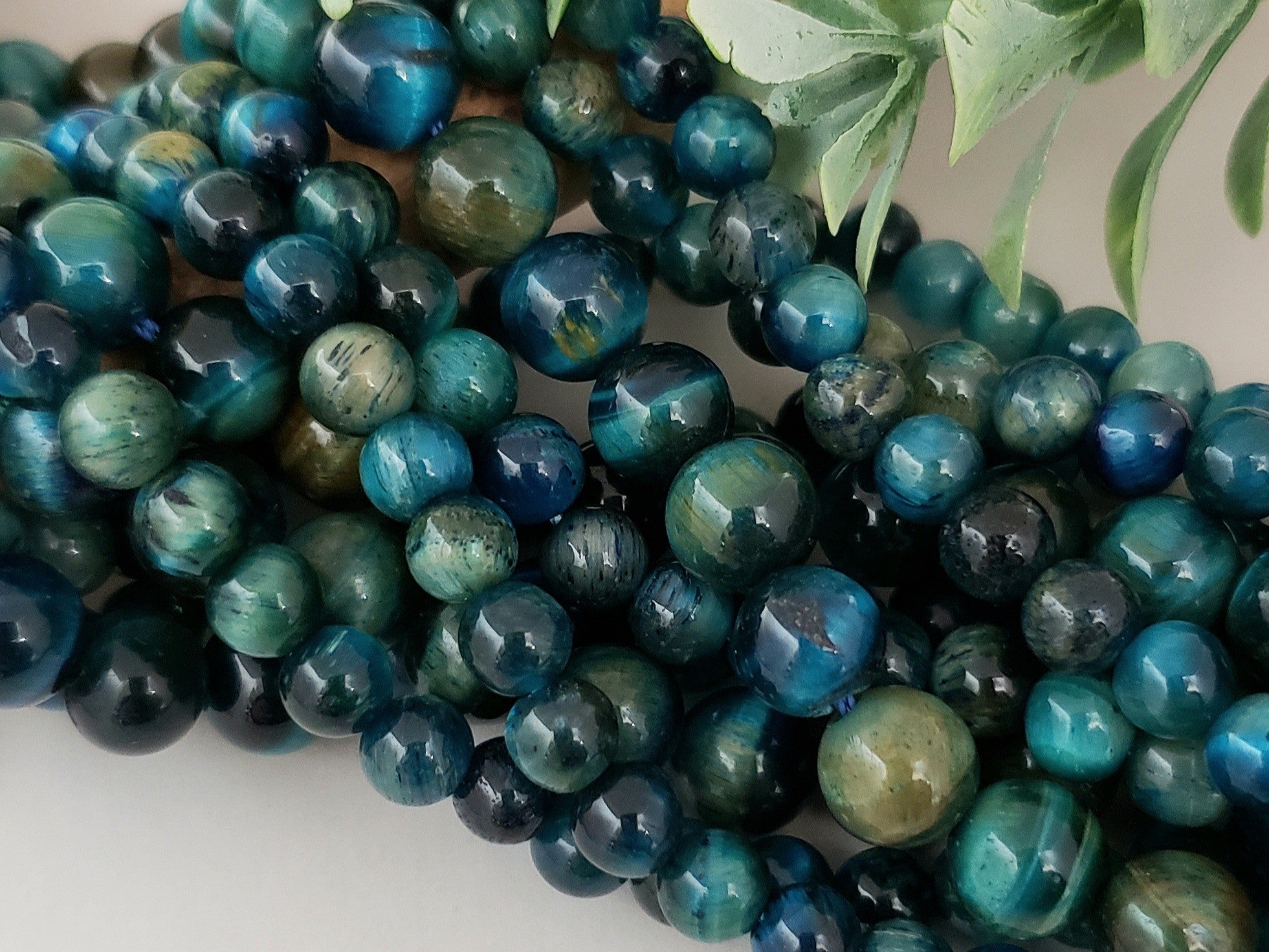 Apatite Blue - Tiger Eye Dyed Gemstone - 6/8mm - 15" Strand