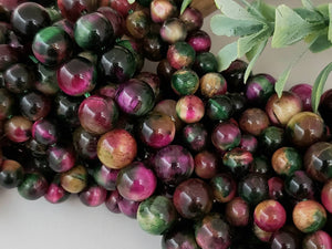 Tourmaline Mix - Tiger Eye Dyed - 6/8mm - 15" Strand