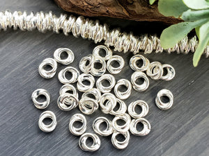 Silver Love Knots "Plain" Spacers - E-Coated Brass - 6mm- 50pcs