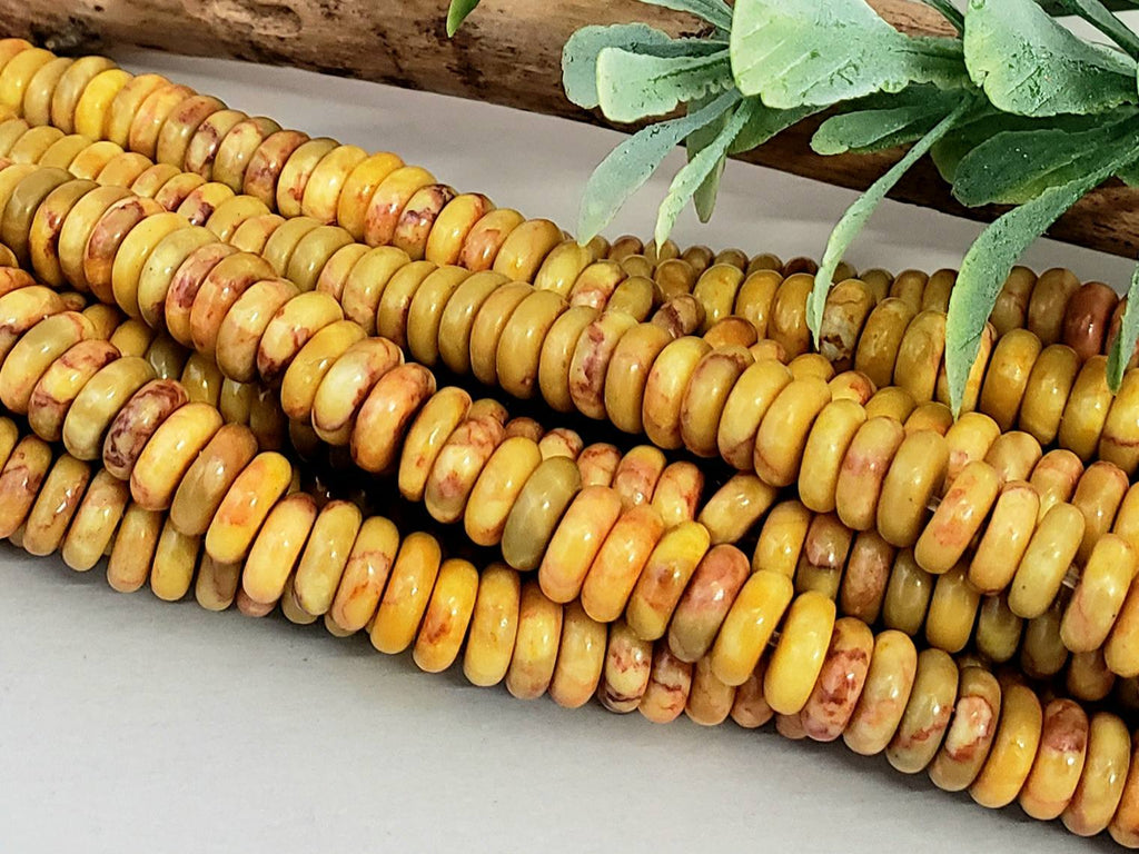 Ochre Yellow - Brecciated Sea Sediment Jasper Heishi Disc - 6x2mm - 7.5" Strand