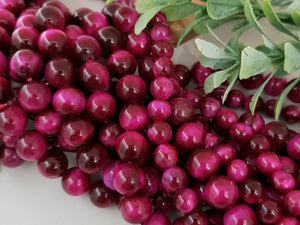 Magenta - Tiger Eye Dyed - 6/8mm - 15" Strand