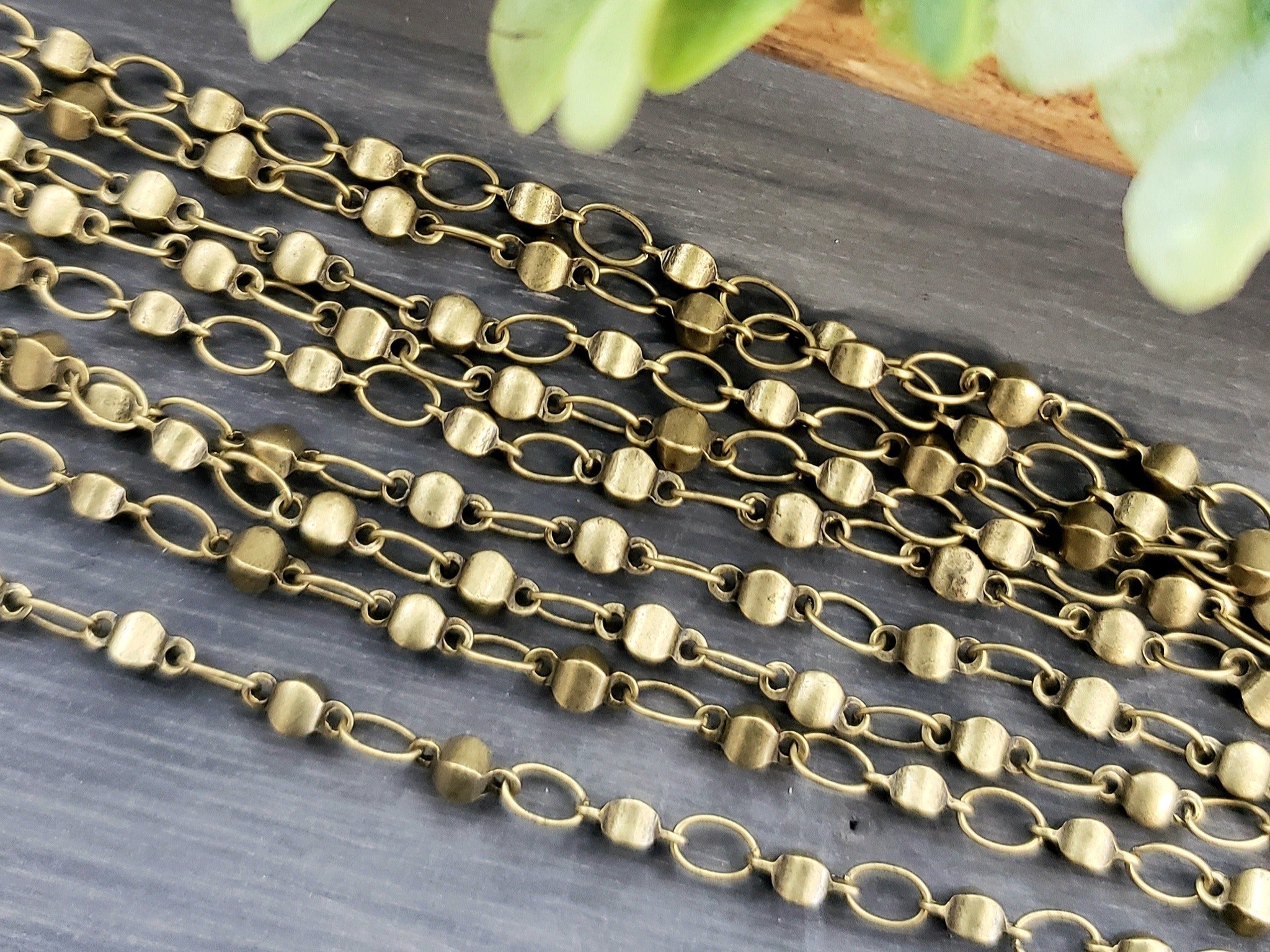 Antique Bronze Lantern and Oval Chain Mix - Soldered Links - 2x5x5mm - 12"/1 ft