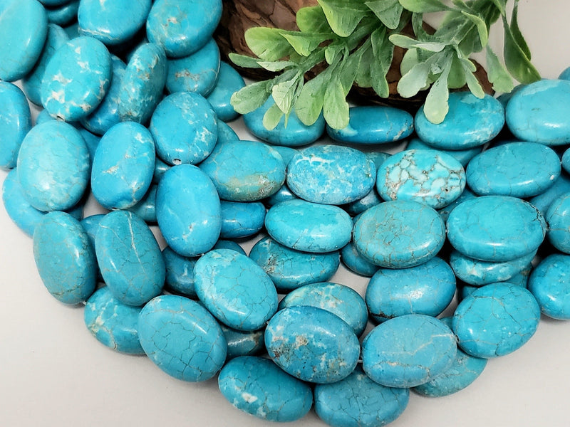 Matrix Turquoise Magnesite Pillow Stones - 20x15mm - 8" Strand/10pcs Loose