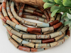 Terra - Sea Sediment Jasper Cylinder Tubes - 13x4mm - 15.5" Strand