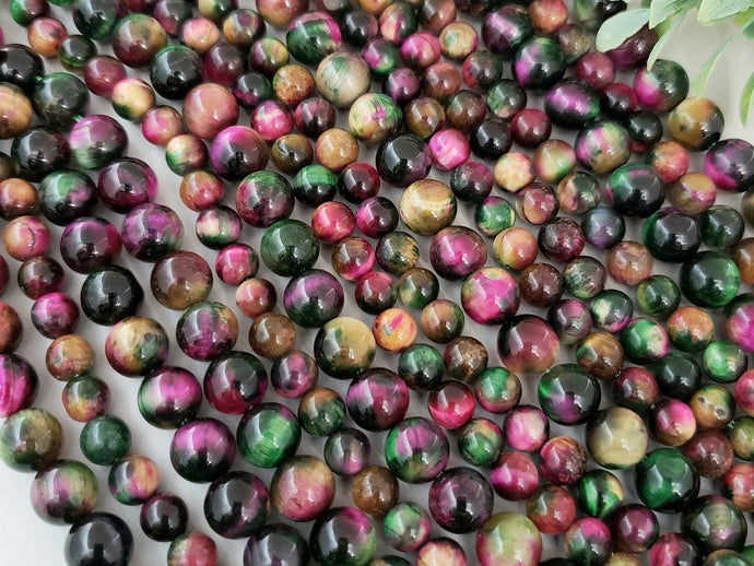 Tourmaline Mix - Tiger Eye Dyed - 6/8mm - 15