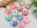 Glitter Hearts Resin Charms - Assort Colors - 20mm - 6pcs