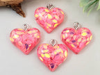 Glitter Hearts Resin Charms - Assort Colors - 20mm - 6pcs