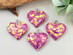 Glitter Hearts Resin Charms - Assort Colors - 20mm - 6pcs