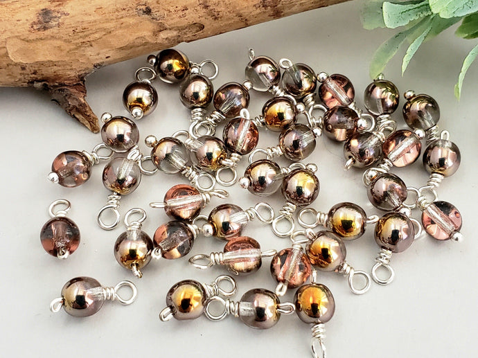 Crystal Gold Capri - Czech Druks Charms - 6mm - 10pcs