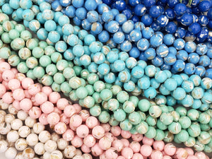 Re-STOCKED !! Lapis Blue - Howlite Shell Inlay - 6/8mm - 15" Strand
