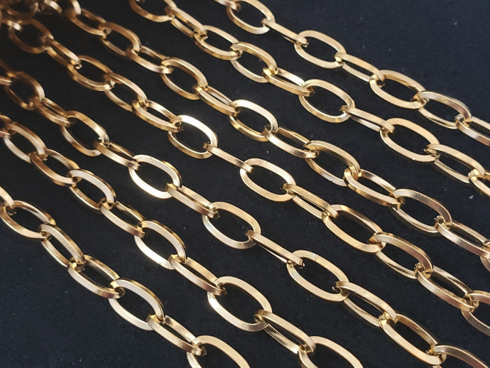 Paper Clip - 18k Gold Plated Stainless Steel - 10x5mm - 1ft/12