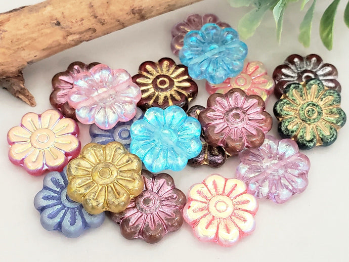 Daisy Mix - Czech Flower - 18mm - 4pcs
