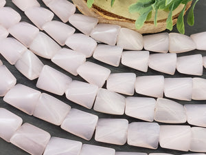 Pink Calcite Twisted Square Gemstone - 15x12mm - 7" Strand