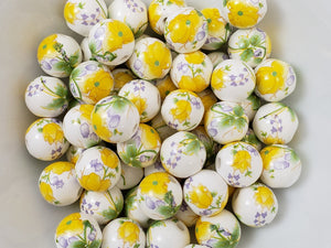 Amber Yellow - Porcelain Ceramic Flower Beads - 12mm - 10pcs