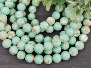 Re-STOCKED !! Sea Foam - Howlite Shell Inlay - 6/8mm - 15" Strand