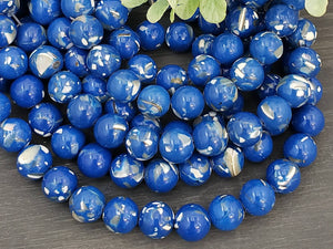 Re-STOCKED !! Lapis Blue - Howlite Shell Inlay - 6/8mm - 15" Strand