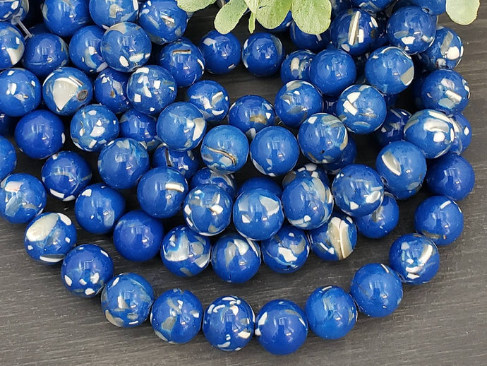 Re-STOCKED !! Lapis Blue - Howlite Shell Inlay - 6/8mm - 15