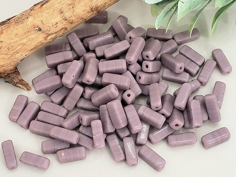 Marbled Lilac  - Czech Rectangle Tubes - 9x4mm - 20pcs