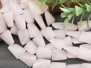Pink Calcite Twisted Square Gemstone - 15x12mm - 7" Strand