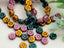 Opaque Teal Ochre Purple Silk - Table Cut Czech Flower Beads - 7mm - 12pcs