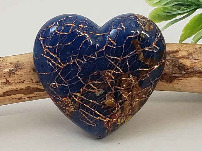 Deep Blue Copper - Handcrafted Heart Cabochons