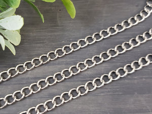 Non Tarnish Silver Rhodium - Stainless Steel Cable Chain - 5x4mm - 1ft/12"