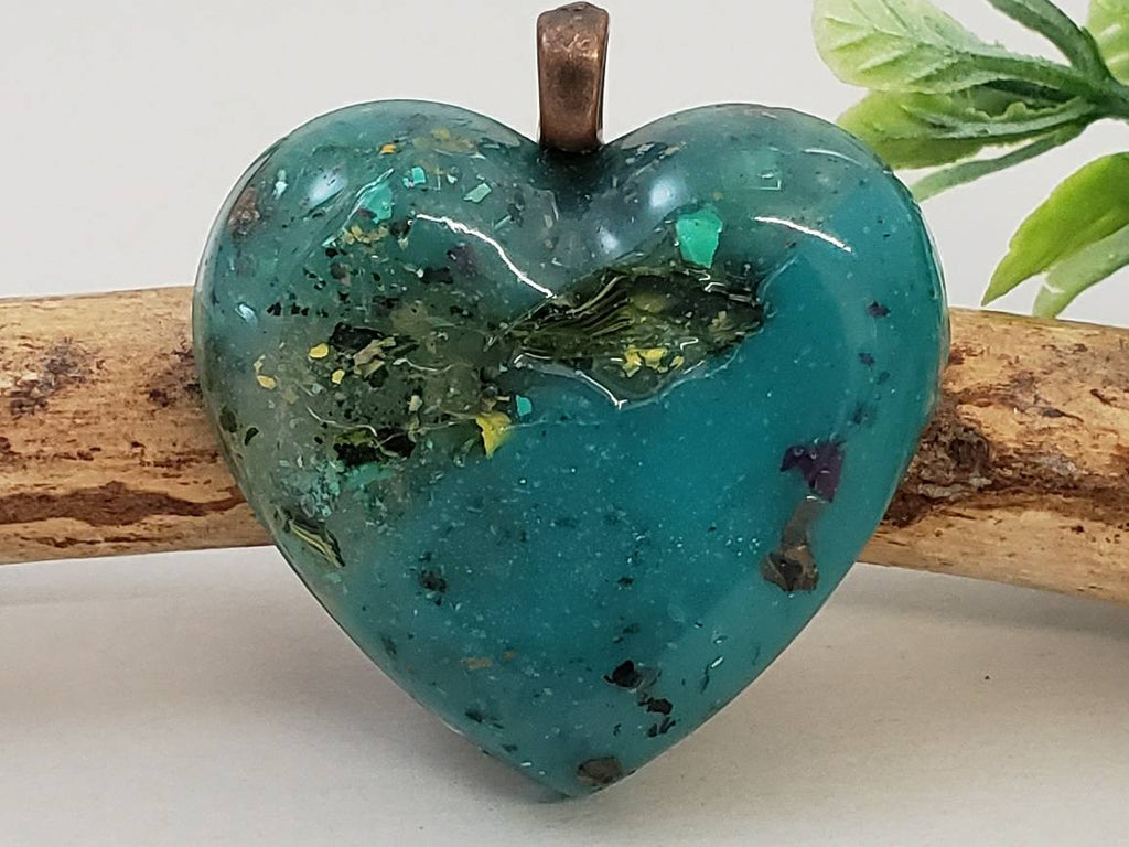 Turquoise with Copper Bail - Handcrafted Heart Cabochons
