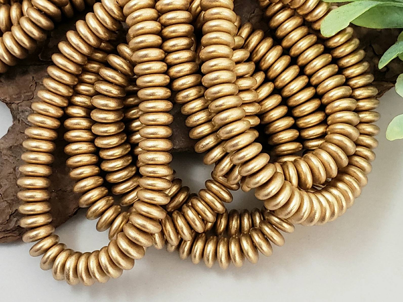 Vintage Matte Gold - Czech Donut Disc - 6mm - 50pcs