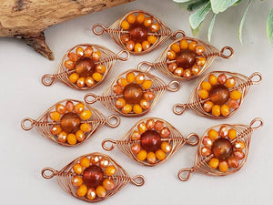 Carnelion Flower - Handwired Herringbone Links - 25mm - 2pcs