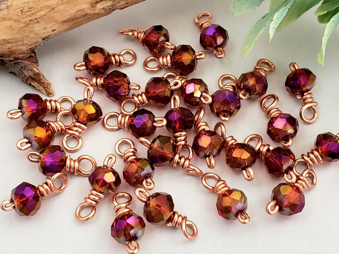Faceted Rose Red - Crystal Charms - 6mm - 10pcs