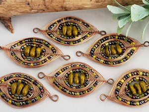 Tiger Eye Chips - Handwired Herringbone Links - 45mm - 2pcs