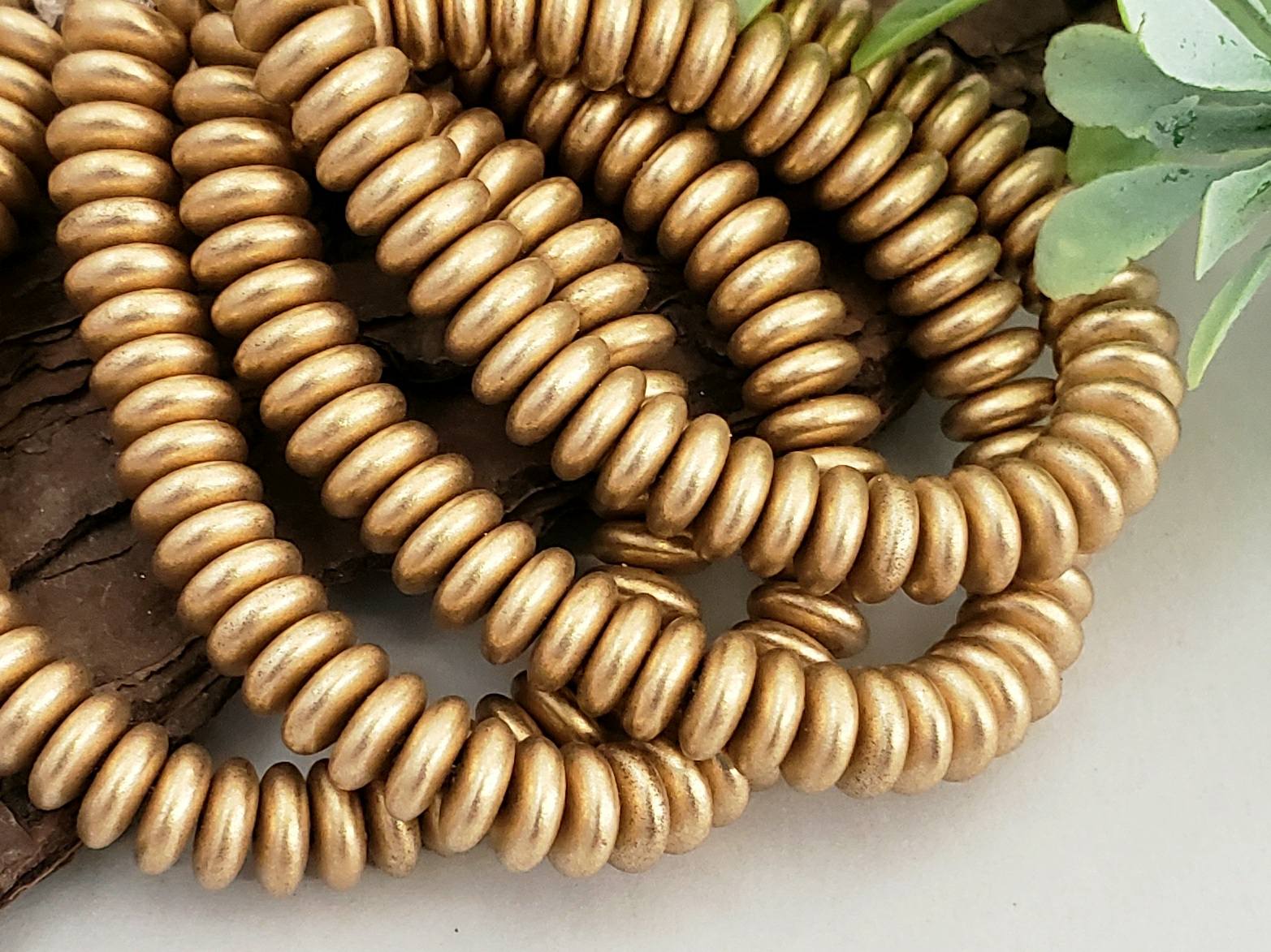 Vintage Matte Gold - Czech Donut Disc - 6mm - 50pcs