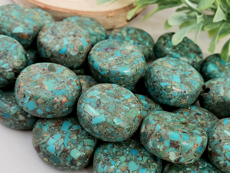 Chunky Matte Turquoise Teal Composite Beads - 20x10mm - 8.5" Strand/10pcs