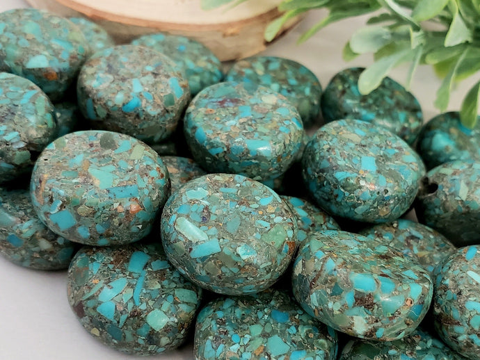 Chunky Matte Turquoise Teal Composite Beads - 20x10mm - 8.5