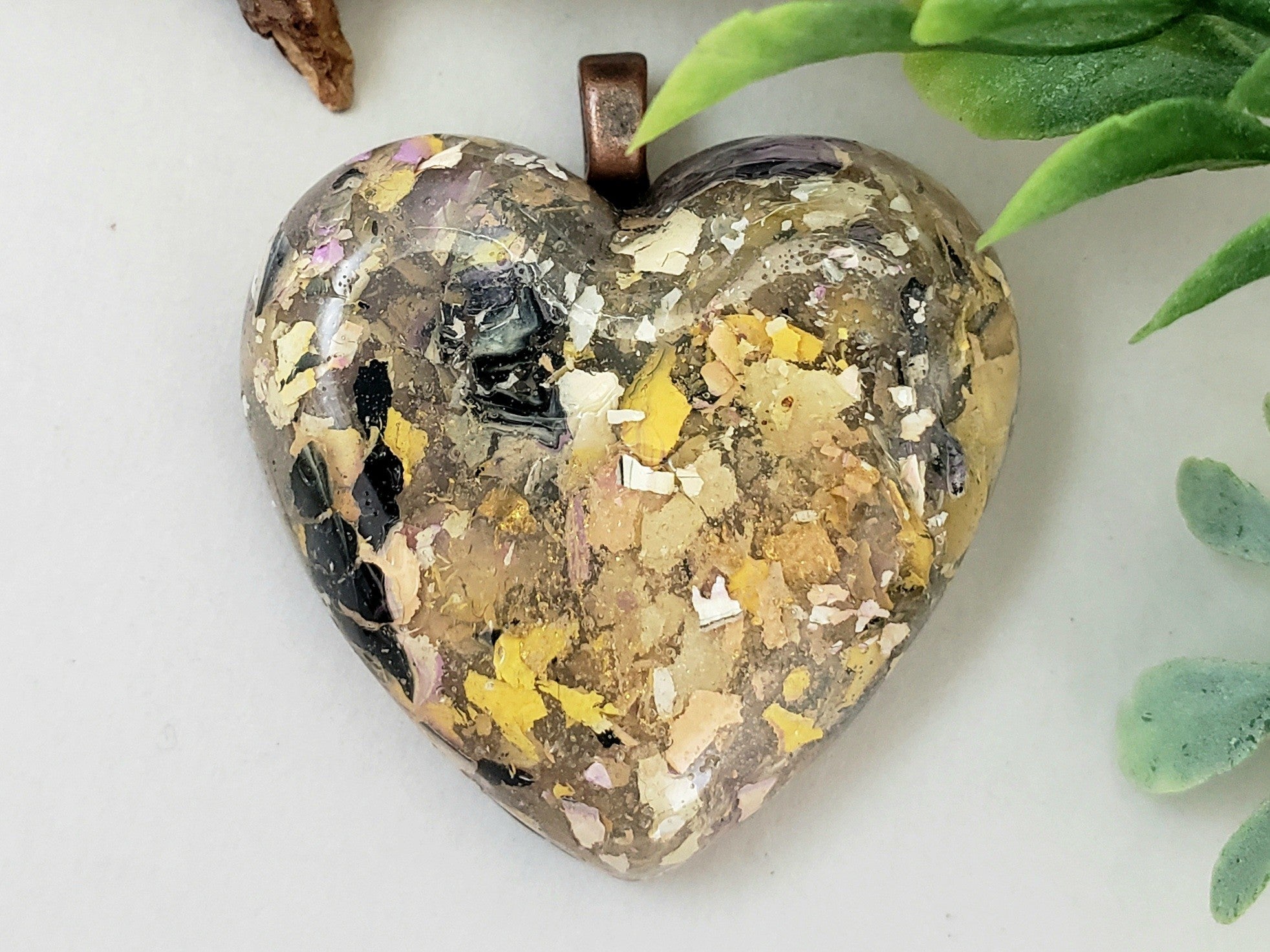 Rocky Shore with Copper Bail - Handcrafted Heart Cabochons