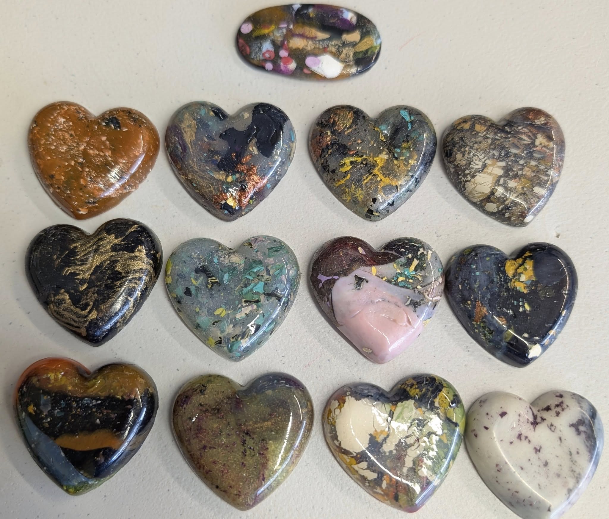 Volcanic - Handcrafted Heart Cabochons