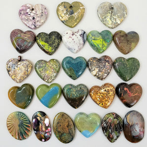 Coastal Ember - Handcrafted Heart Cabochons