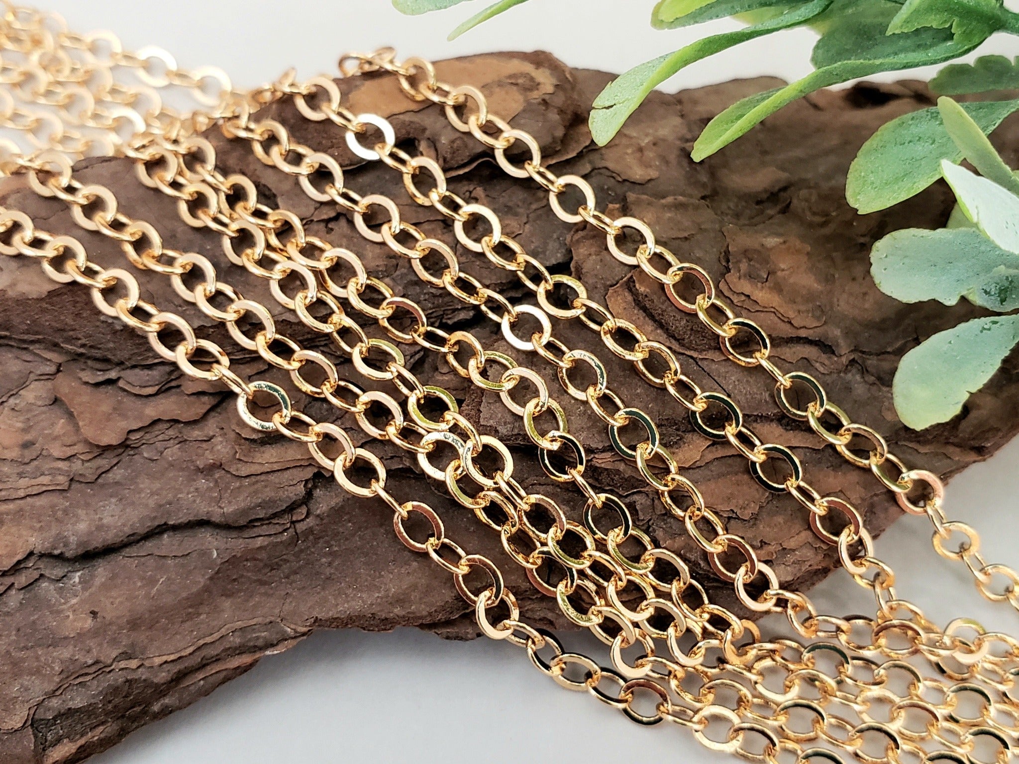 Soldered Oval Chain -14k Gold Plated Brass - 3.5mm - 1yd