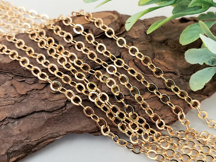 Soldered Oval Chain -14k Gold Plated Brass - 1yd