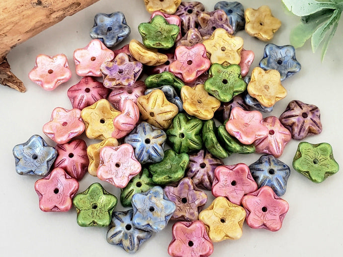 Flower Cup Mix - Czech Beads - 10mm - 60pcs