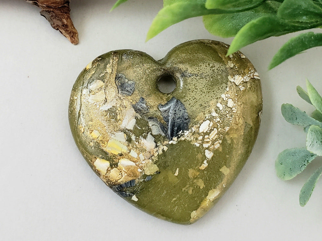 Olivine - Handcrafted Heart Pendant - 40mm