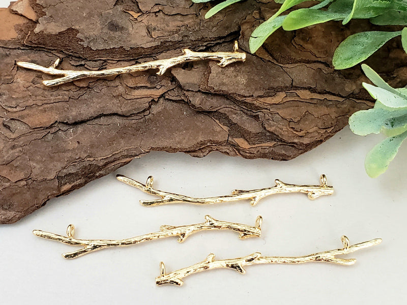 Tree Branch Connector - 14k Gold Plated Brass - 1pc