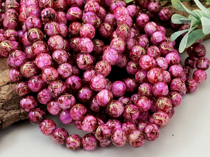 Raspberry Rose - Gold Drawbench Glass Beads - 15