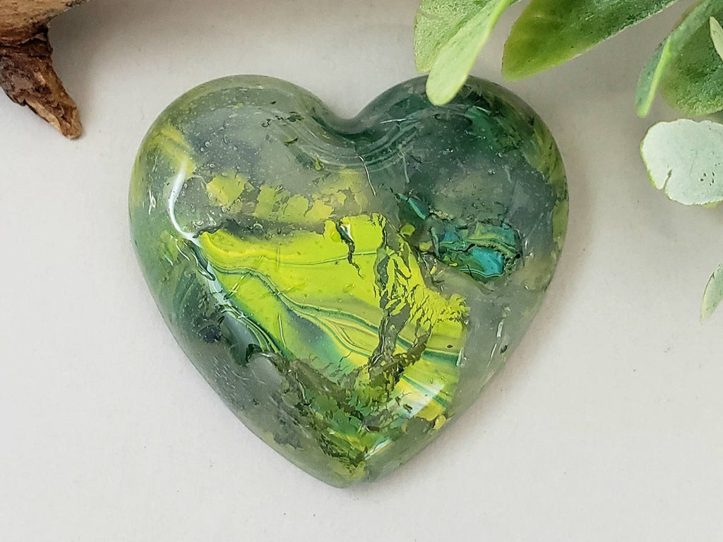 Key Lime Sorbet - Handcrafted Heart Cabochons