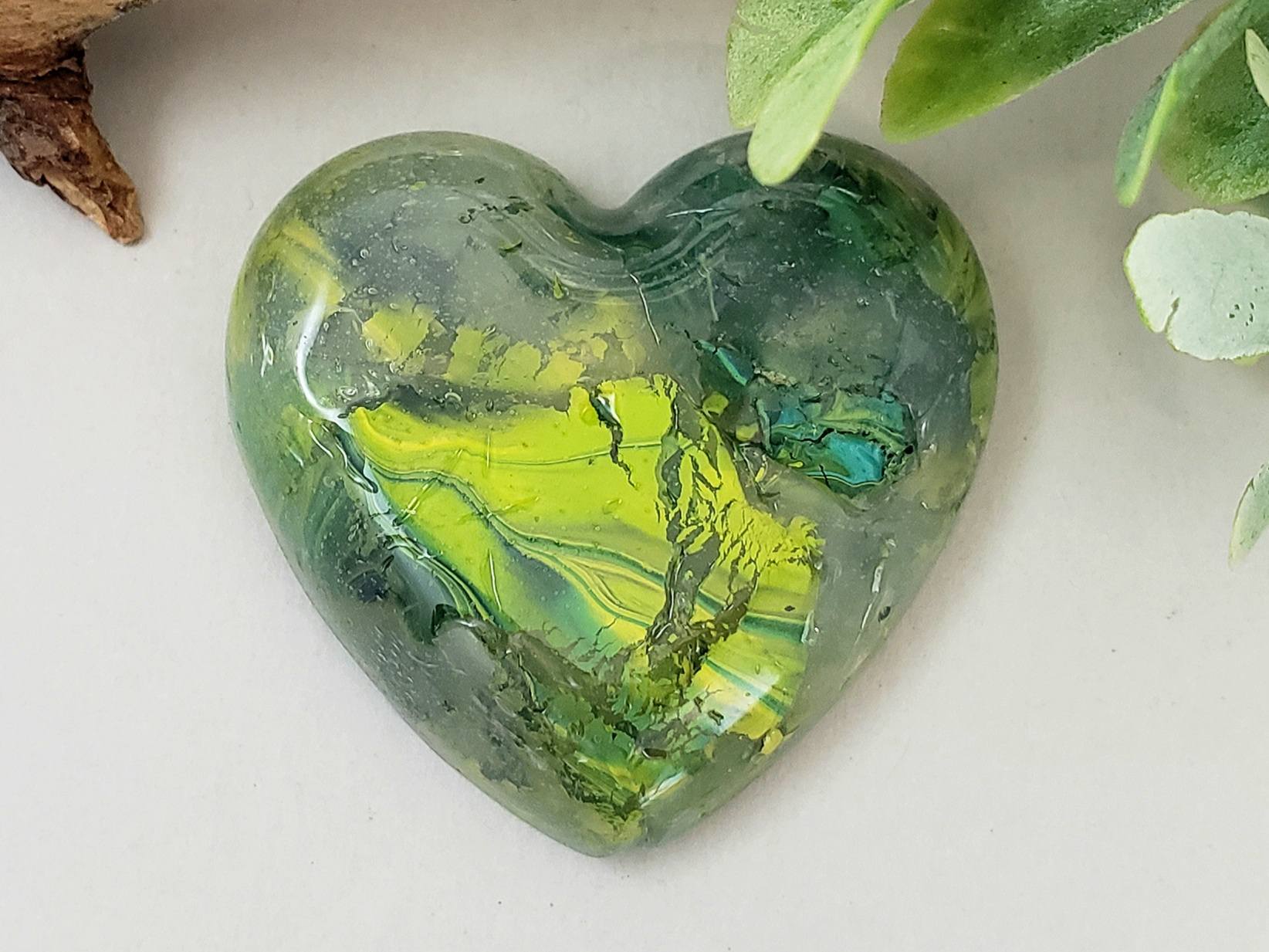 Key Lime Sorbet - Handcrafted Heart Cabochons