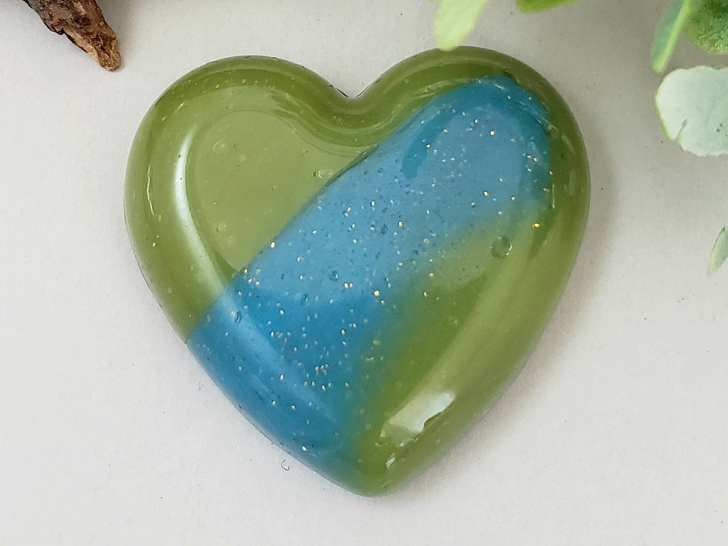 Lagoon Tides - Handcrafted Heart Cabochons