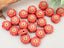 Coral Red Gold Wash - Czech Flower Beads - 8mm - 10pcs