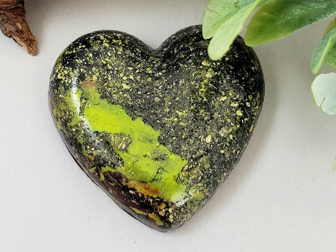 Midnight Lime - Handcrafted Heart Cabochons