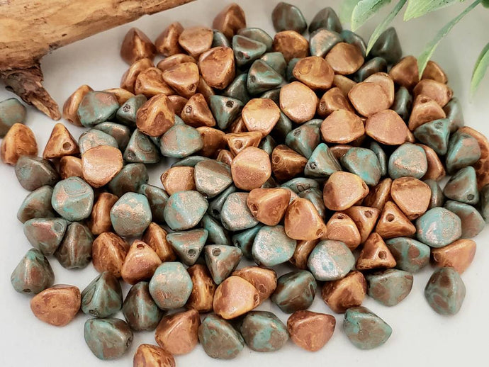 Seafoam Copper Mix - Czech Pinch Beads - 6mm - 50pcs