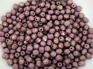 lavender Bronze Luster - 4mm Czech Faceted Fire Polished